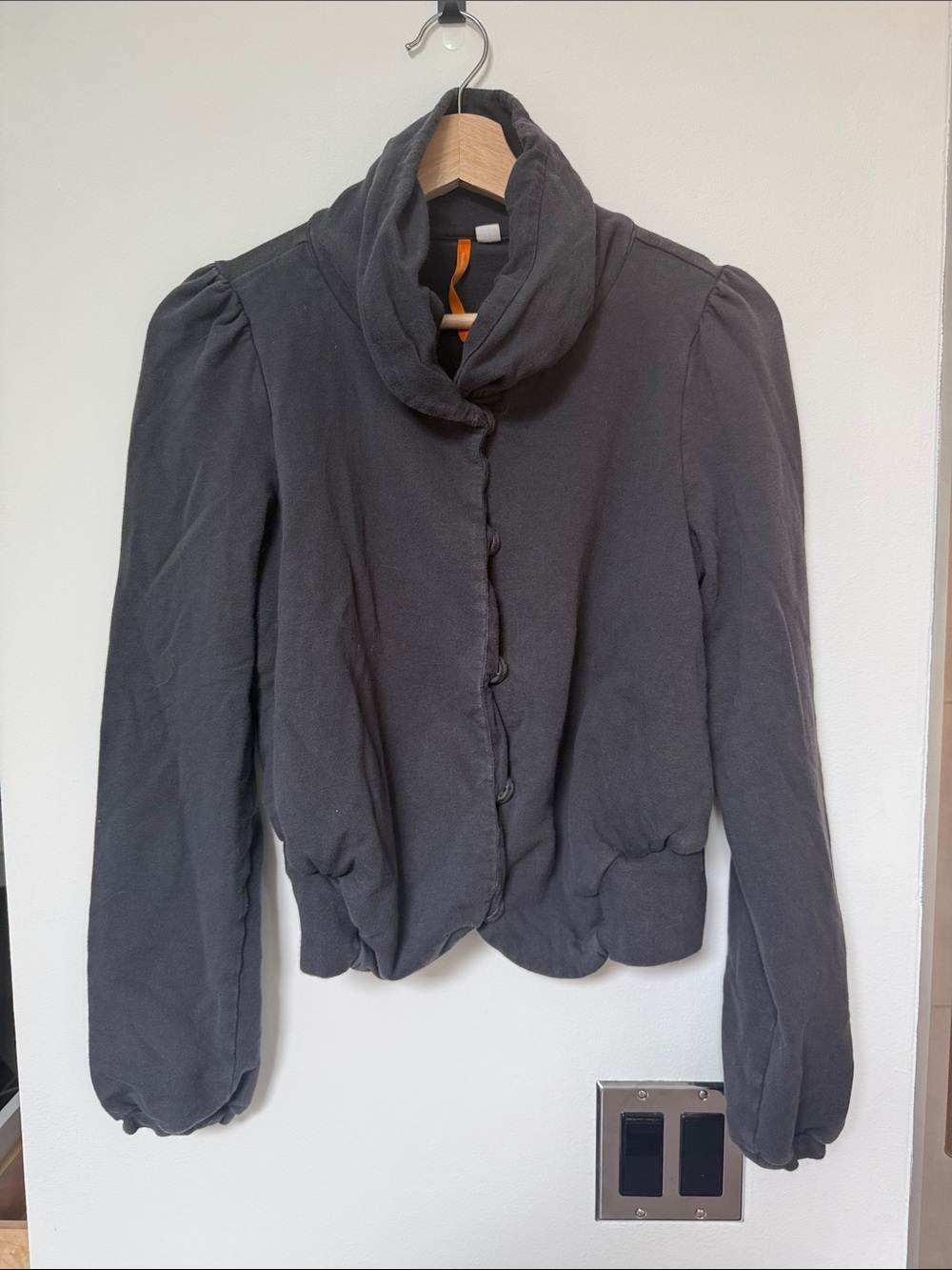 Charcoal Button Down Sweatshirt From Anthropologie